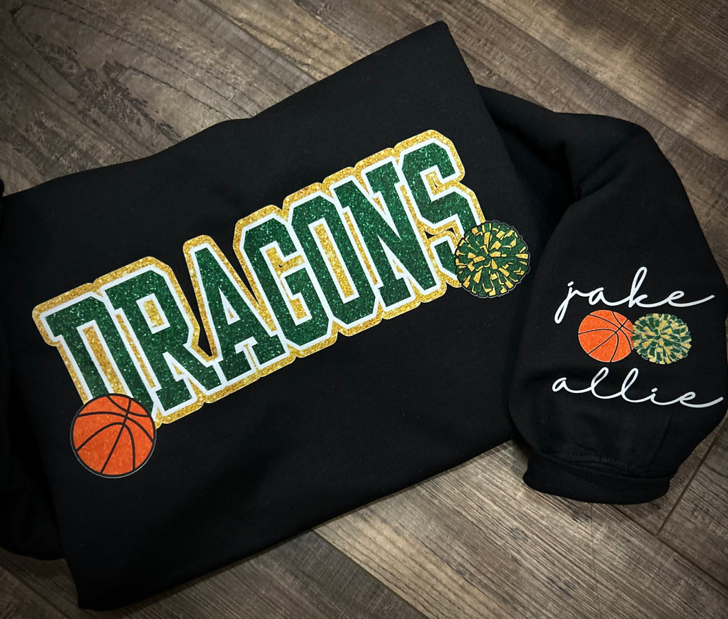 Dragons basketball/cheer (with names on sleeve)