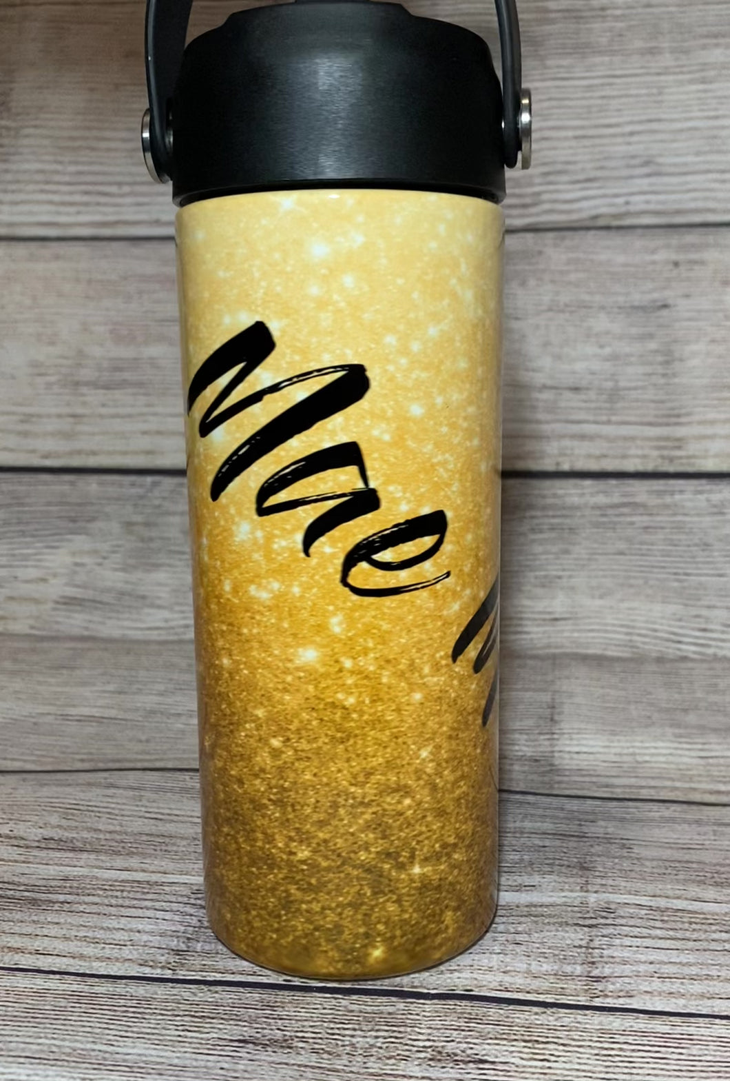 Yellow gold glitter tumbler