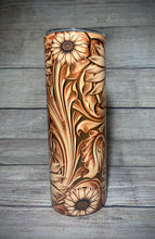 Load image into Gallery viewer, Leather Sunflower Tumbler
