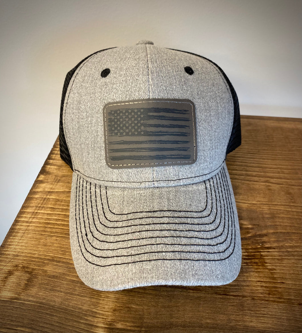 American Flag Leather Patch Hat
