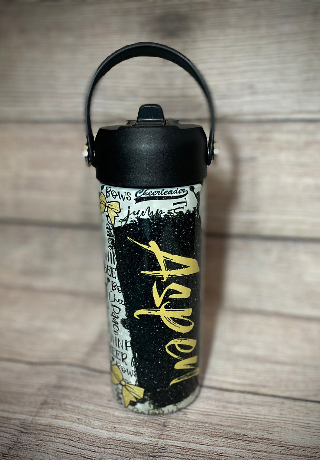 Cheer (gold) tumbler (personalized)