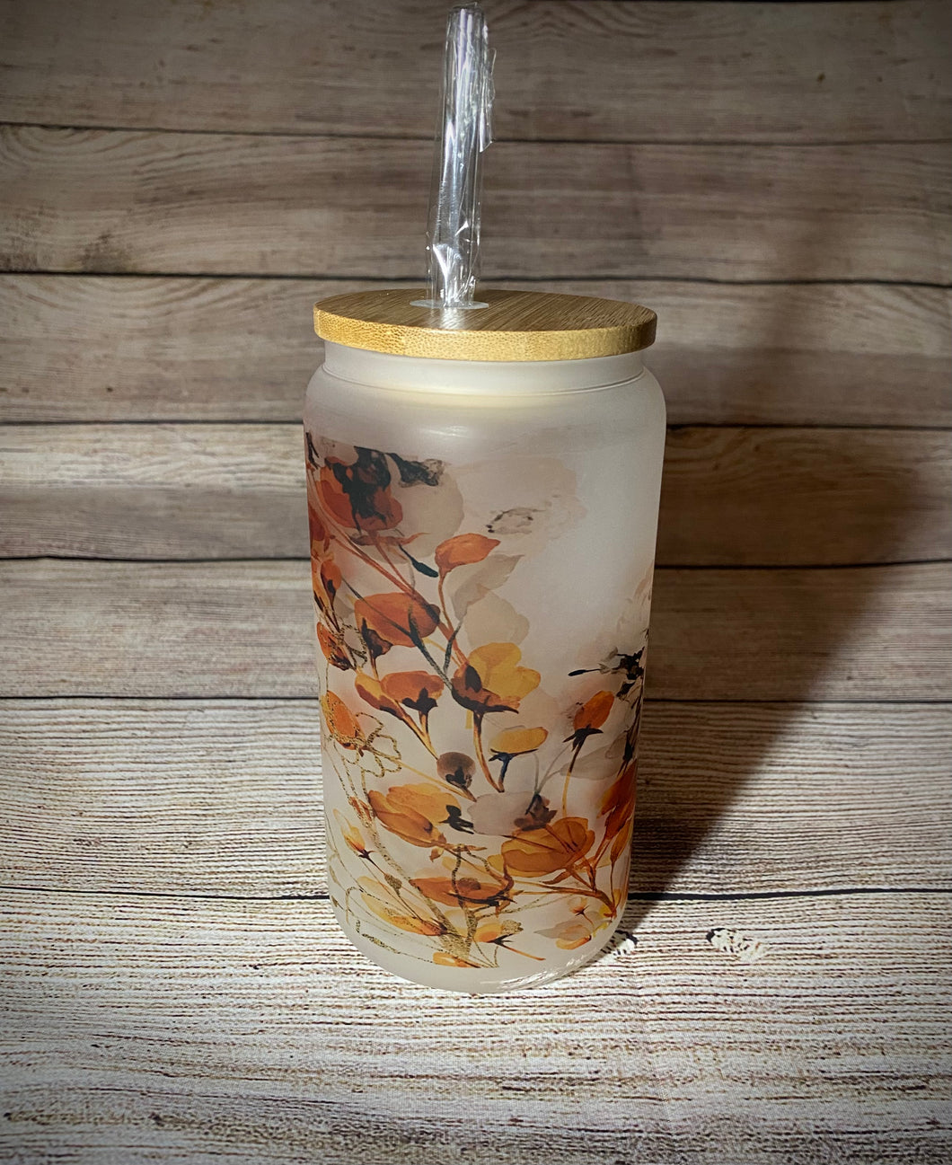 Orange Floral Tumbler